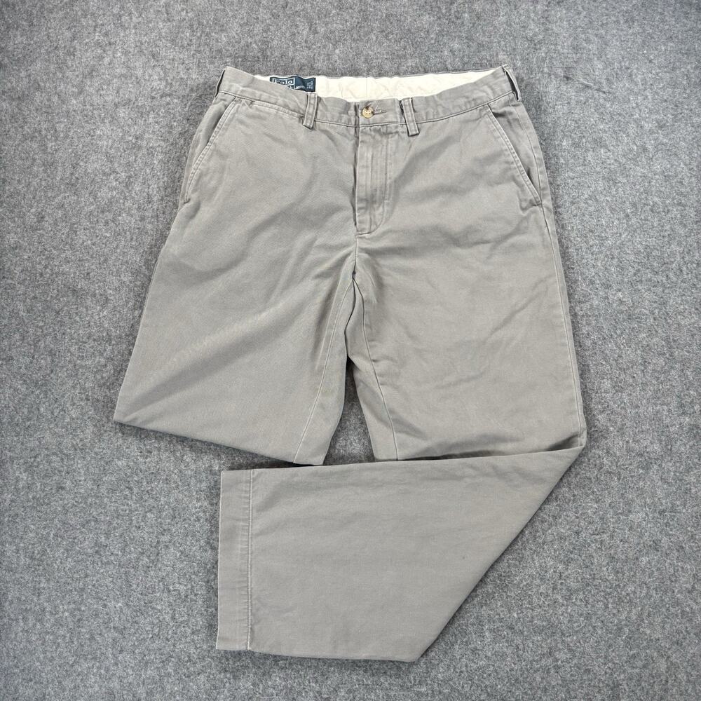 Vintage 90s Polo Ralph Lauren Preston Pant Grey Men's 34x32 Cotton Chinos